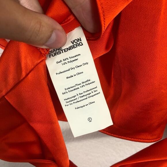 Diane Von Furstenburg orange satin plunge wrap crop blouse ASO Camilla Cabello - Picture 6 of 8